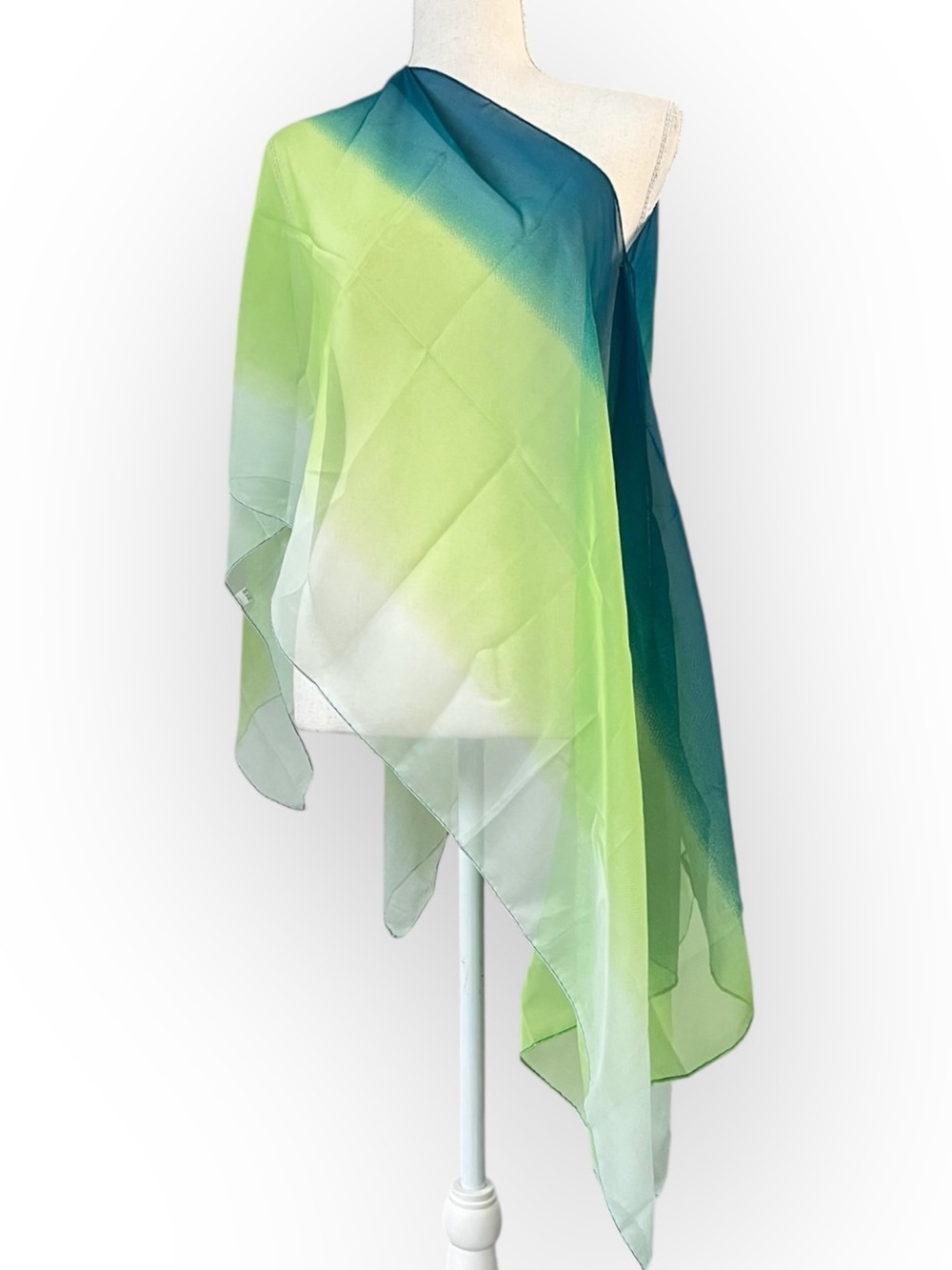 Blue Green Ombre Chiffon Convertible Scarf Wrap Kimono OS